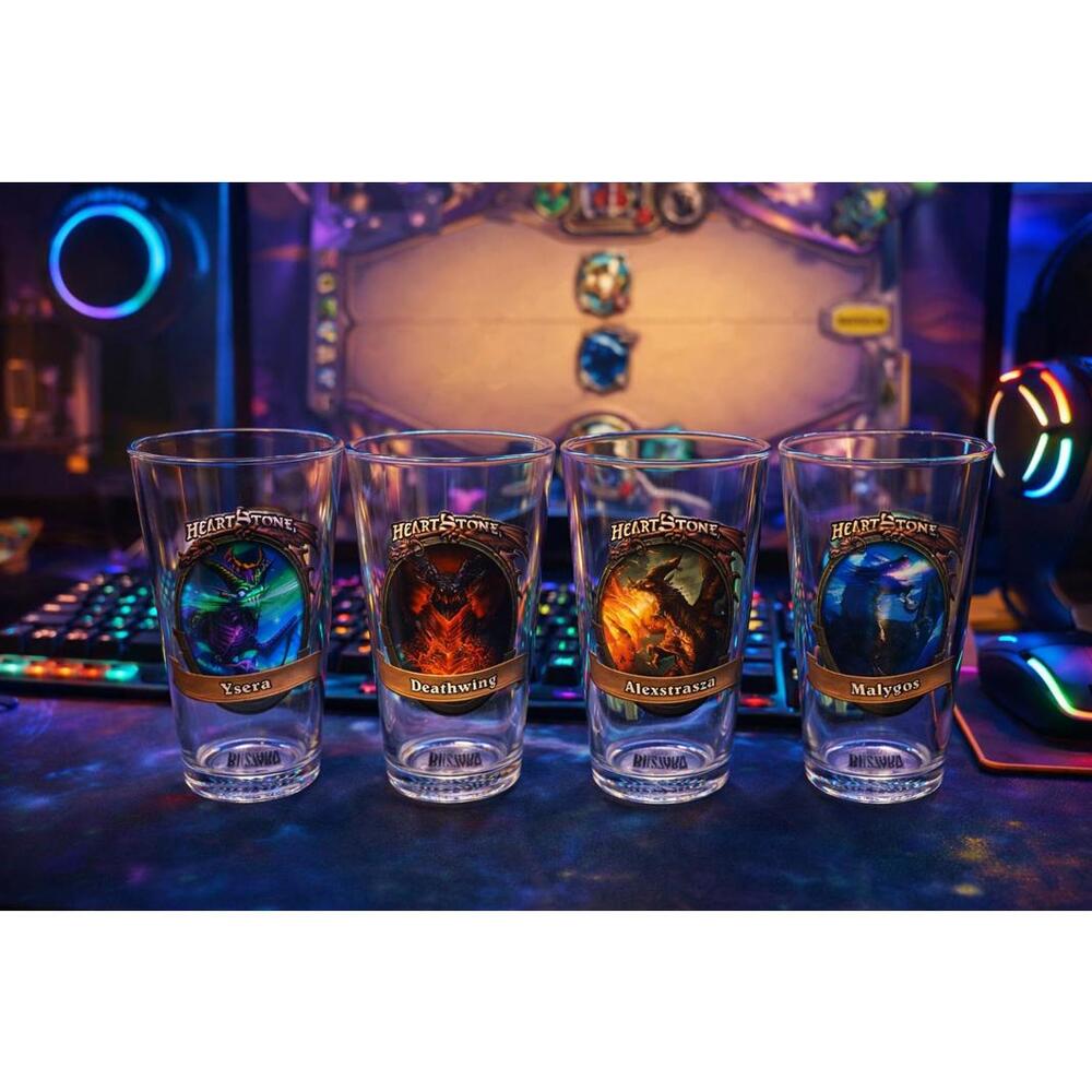 Blizzard Hearthstone Pint Glass Set Ysera, Deathwing, Alexstrasza, Malygos